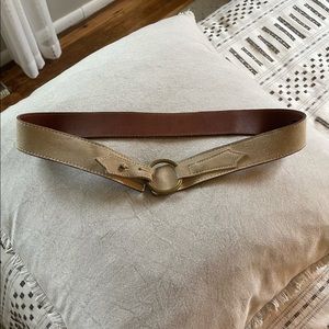 Vintage Gap Leather Belt! White Suede w/ brass!
